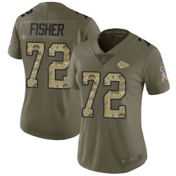Limited Women's Eric Fisher Olive/Camo Jersey - #72 Football Kansas City Chiefs 2017 Salute to Service