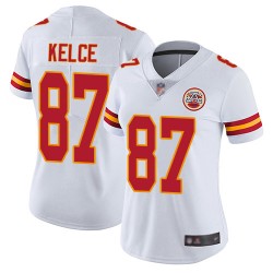 Elite Women's Travis Kelce White Road Jersey - #87 Football Kansas City Chiefs Vapor Untouchable