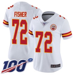 Limited Women's Eric Fisher White Road Jersey - #72 Football Kansas City Chiefs 100th Season Vapor Untouchable