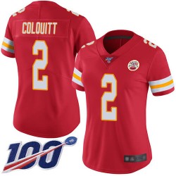 Limited Women's Dustin Colquitt Red Home Jersey - #2 Football Kansas City Chiefs 100th Season Vapor Untouchable