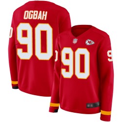 Limited Women's Emmanuel Ogbah Red Jersey - #90 Football Kansas City Chiefs Therma Long Sleeve