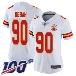 Limited Women's Emmanuel Ogbah White Road Jersey - #90 Football Kansas City Chiefs 100th Season Vapor Untouchable