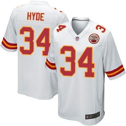 Game Men's Carlos Hyde White Road Jersey - #34 Football Kansas City Chiefs