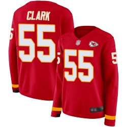 Limited Women's Frank Clark Red Jersey - #55 Football Kansas City Chiefs Therma Long Sleeve