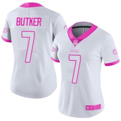 Limited Women's Harrison Butker White/Pink Jersey - #7 Football Kansas City Chiefs Rush Fashion