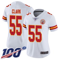 Limited Women's Frank Clark White Road Jersey - #55 Football Kansas City Chiefs 100th Season Vapor Untouchable