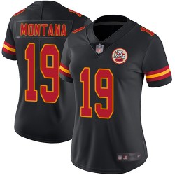 Limited Women's Joe Montana Black Jersey - #19 Football Kansas City Chiefs Rush Vapor Untouchable