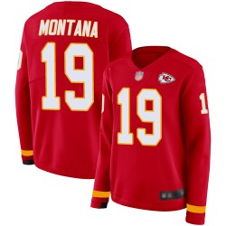 Limited Women's Joe Montana Red Jersey - #19 Football Kansas City Chiefs Therma Long Sleeve