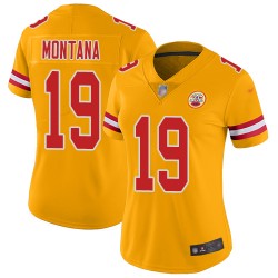 Limited Women's Joe Montana Gold Jersey - #19 Football Kansas City Chiefs Inverted Legend