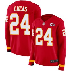 Limited Women's Jordan Lucas Red Jersey - #24 Football Kansas City Chiefs Therma Long Sleeve
