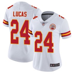 Limited Women's Jordan Lucas White Road Jersey - #24 Football Kansas City Chiefs Vapor Untouchable