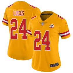 Limited Women's Jordan Lucas Gold Jersey - #24 Football Kansas City Chiefs Inverted Legend
