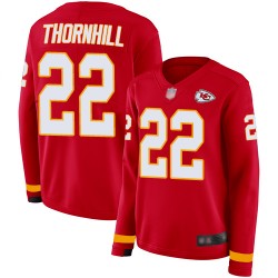 Limited Women's Juan Thornhill Red Jersey - #22 Football Kansas City Chiefs Therma Long Sleeve
