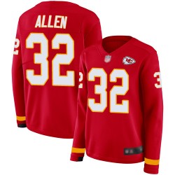 Limited Women's Marcus Allen Red Jersey - #32 Football Kansas City Chiefs Therma Long Sleeve
