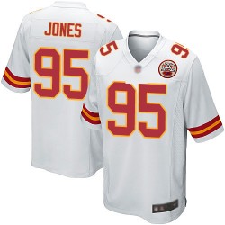 Game Men's Chris Jones White Road Jersey - #95 Football Kansas City Chiefs