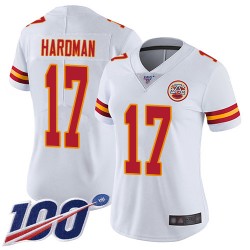Limited Women's Mecole Hardman White Road Jersey - #17 Football Kansas City Chiefs 100th Season Vapor Untouchable