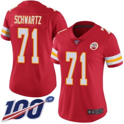 Limited Women's Mitchell Schwartz Red Home Jersey - #71 Football Kansas City Chiefs 100th Season Vapor Untouchable