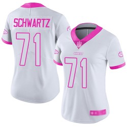 Limited Women's Mitchell Schwartz White/Pink Jersey - #71 Football Kansas City Chiefs Rush Fashion