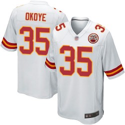 Game Men's Christian Okoye White Road Jersey - #35 Football Kansas City Chiefs