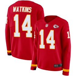 Limited Women's Sammy Watkins Red Jersey - #14 Football Kansas City Chiefs Therma Long Sleeve