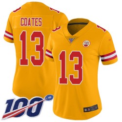 Limited Women's Sammie Coates Gold Jersey - #13 Football Kansas City Chiefs 100th Season Inverted Legend