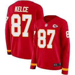 Limited Women's Travis Kelce Red Jersey - #87 Football Kansas City Chiefs Therma Long Sleeve