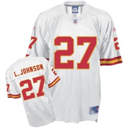 Authentic Men's Larry Johnson White Road Jersey - #27 Football Kansas City Chiefs Throwback