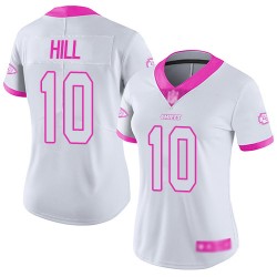 Limited Women's Tyreek Hill White/Pink Jersey - #10 Football Kansas City Chiefs Rush Fashion