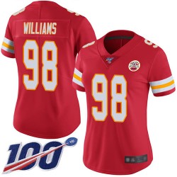 Limited Women's Xavier Williams Red Home Jersey - #98 Football Kansas City Chiefs 100th Season Vapor Untouchable