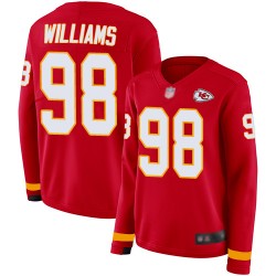 Limited Women's Xavier Williams Red Jersey - #98 Football Kansas City Chiefs Therma Long Sleeve