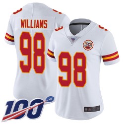 Limited Women's Xavier Williams White Road Jersey - #98 Football Kansas City Chiefs 100th Season Vapor Untouchable