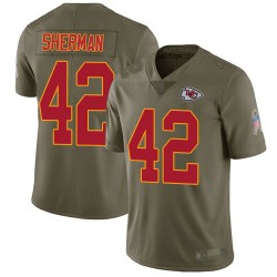 Limited Youth Anthony Sherman Olive Jersey - #42 Football Kansas City Chiefs 2017 Salute to Service