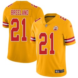 Limited Youth Bashaud Breeland Gold Jersey - #21 Football Kansas City Chiefs Inverted Legend
