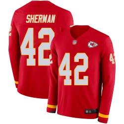 Limited Youth Anthony Sherman Red Jersey - #42 Football Kansas City Chiefs Therma Long Sleeve