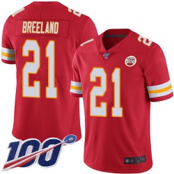 Limited Youth Bashaud Breeland Red Home Jersey - #21 Football Kansas City Chiefs 100th Season Vapor Untouchable