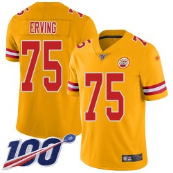 Limited Youth Cameron Erving Gold Jersey - #75 Football Kansas City Chiefs 100th Season Inverted Legend