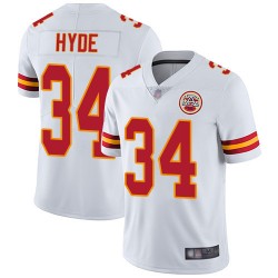 Limited Youth Carlos Hyde White Road Jersey - #34 Football Kansas City Chiefs Vapor Untouchable