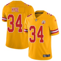 Limited Youth Carlos Hyde Gold Jersey - #34 Football Kansas City Chiefs Inverted Legend