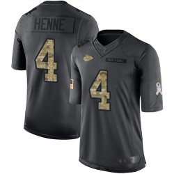Limited Youth Chad Henne Black Jersey - #4 Football Kansas City Chiefs 2016 Salute to Service
