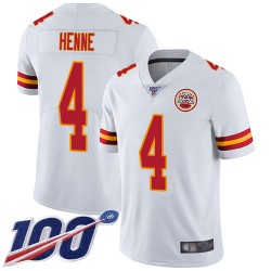 Limited Youth Chad Henne White Road Jersey - #4 Football Kansas City Chiefs 100th Season Vapor Untouchable