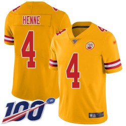 Limited Youth Chad Henne Gold Jersey - #4 Football Kansas City Chiefs 100th Season Inverted Legend