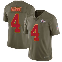 Limited Youth Chad Henne Olive Jersey - #4 Football Kansas City Chiefs 2017 Salute to Service