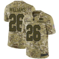Limited Youth Damien Williams Camo Jersey - #26 Football Kansas City Chiefs 2018 Salute to Service
