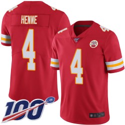 Limited Youth Chad Henne Red Home Jersey - #4 Football Kansas City Chiefs 100th Season Vapor Untouchable