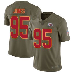 Limited Youth Chris Jones Olive Jersey - #95 Football Kansas City Chiefs 2017 Salute to Service