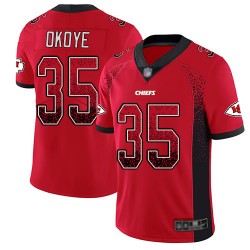 Limited Youth Christian Okoye Red Jersey - #35 Football Kansas City Chiefs Rush Drift Fashion