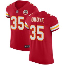 Elite Men's Christian Okoye Red Home Jersey - #35 Football Kansas City Chiefs Vapor Untouchable