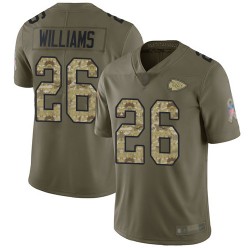 Limited Youth Damien Williams Olive/Camo Jersey - #26 Football Kansas City Chiefs 2017 Salute to Service