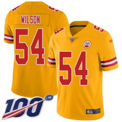 Limited Youth Damien Wilson Gold Jersey - #54 Football Kansas City Chiefs 100th Season Inverted Legend