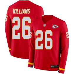 Limited Youth Damien Williams Red Jersey - #26 Football Kansas City Chiefs Therma Long Sleeve